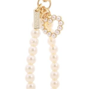 Gold and Pearl Heart Bag Charm Key holder
